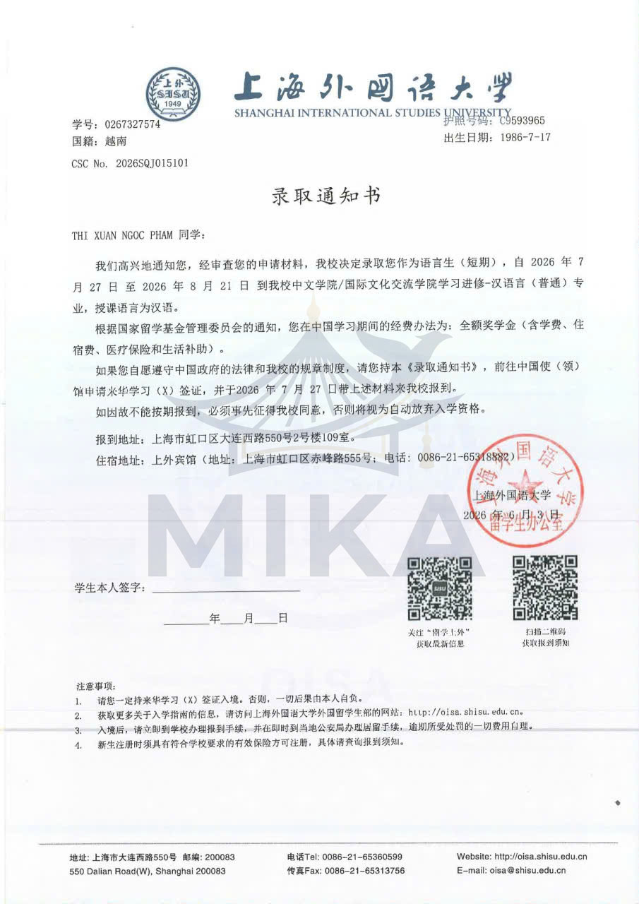 Giấy báo / feedback học viên 3