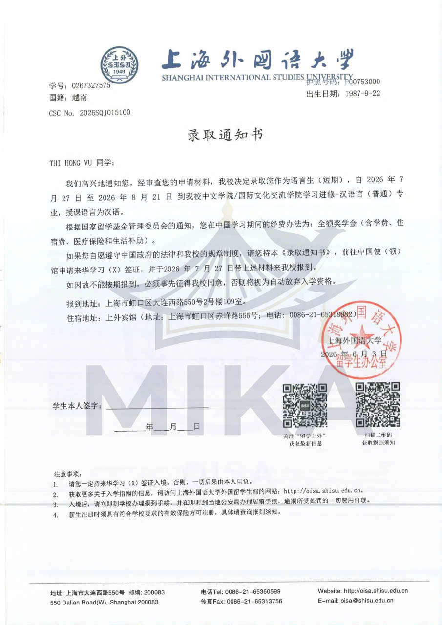 Giấy báo / feedback học viên 6